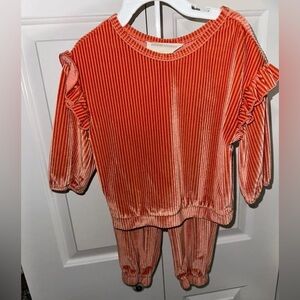 Kids Orange Velvet Matching Set